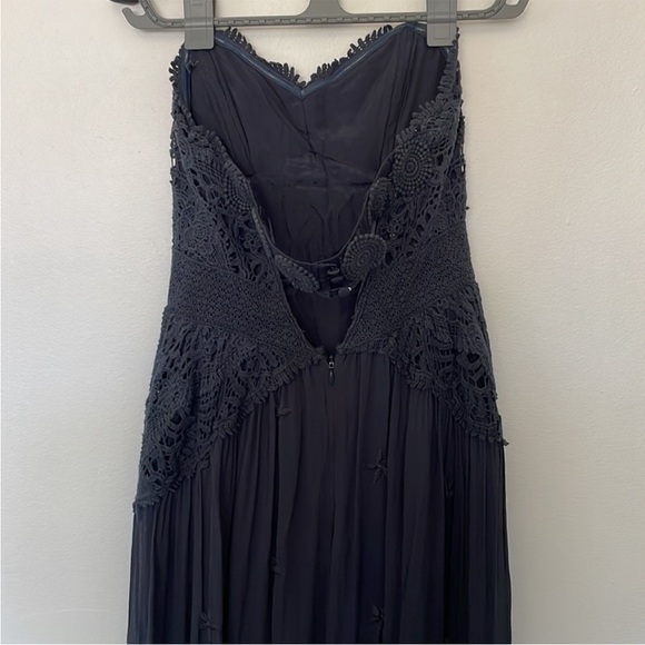 Free People | Monarch Sheer Lace Embroidered Crocheted Open Back Strapless Dress - Picture 2 of 8